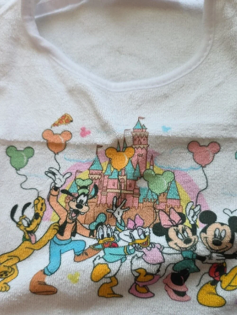 Disney White Bibs with Colorful Castle & Character Print - 2 Pack